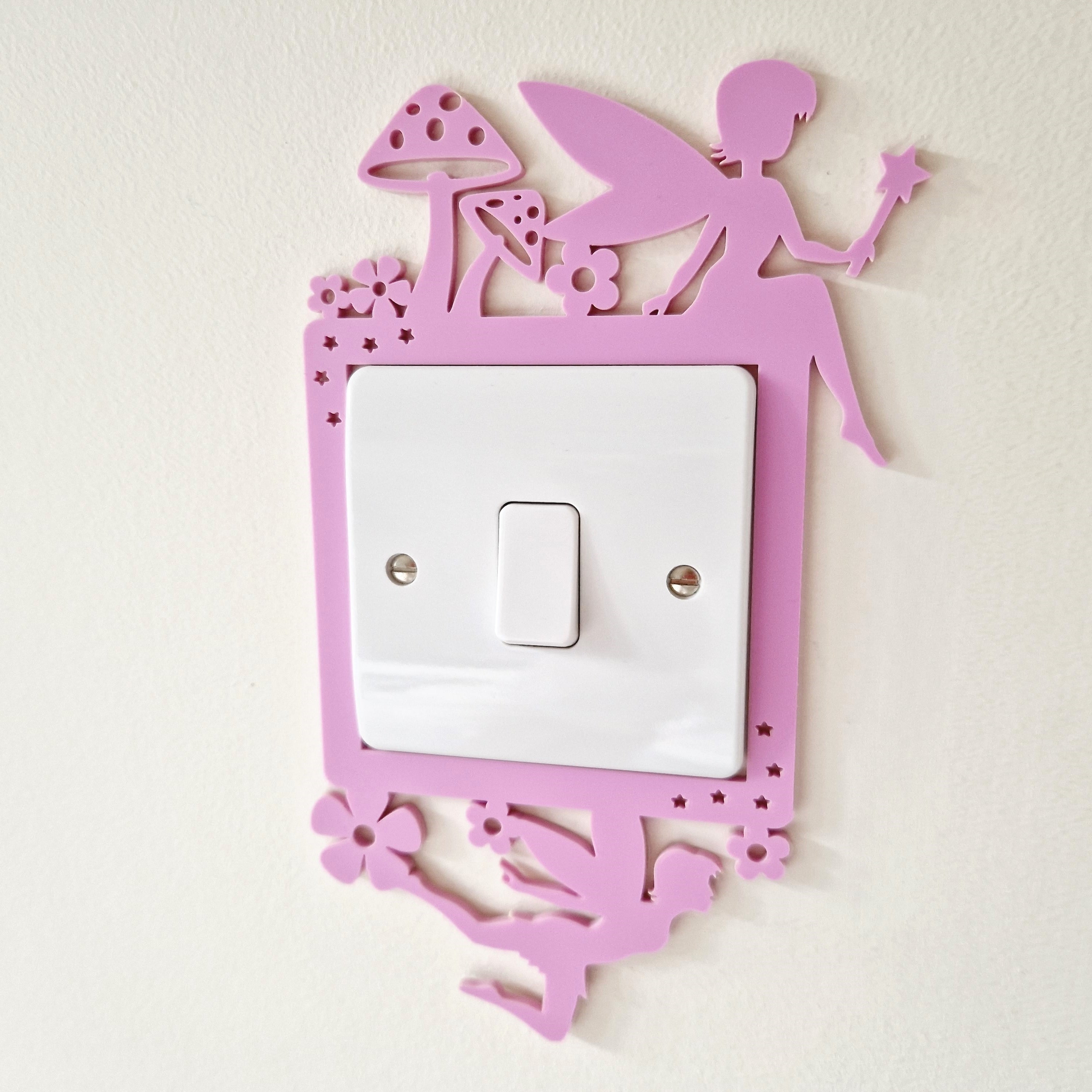 Decorative pink switch plate with fairy design