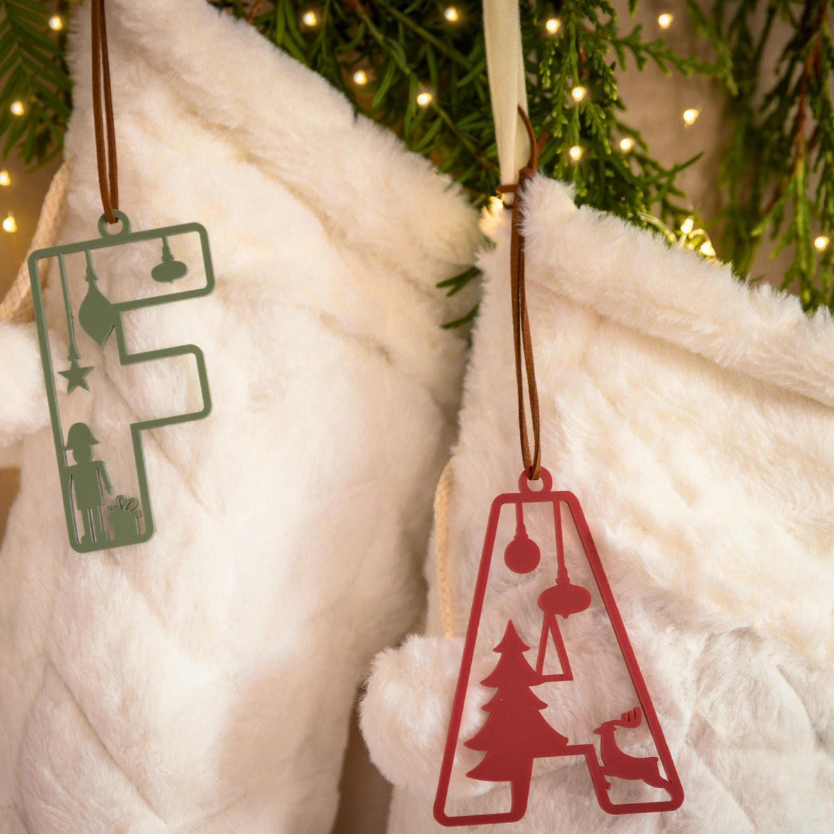 Stocking tag with festive christmas design