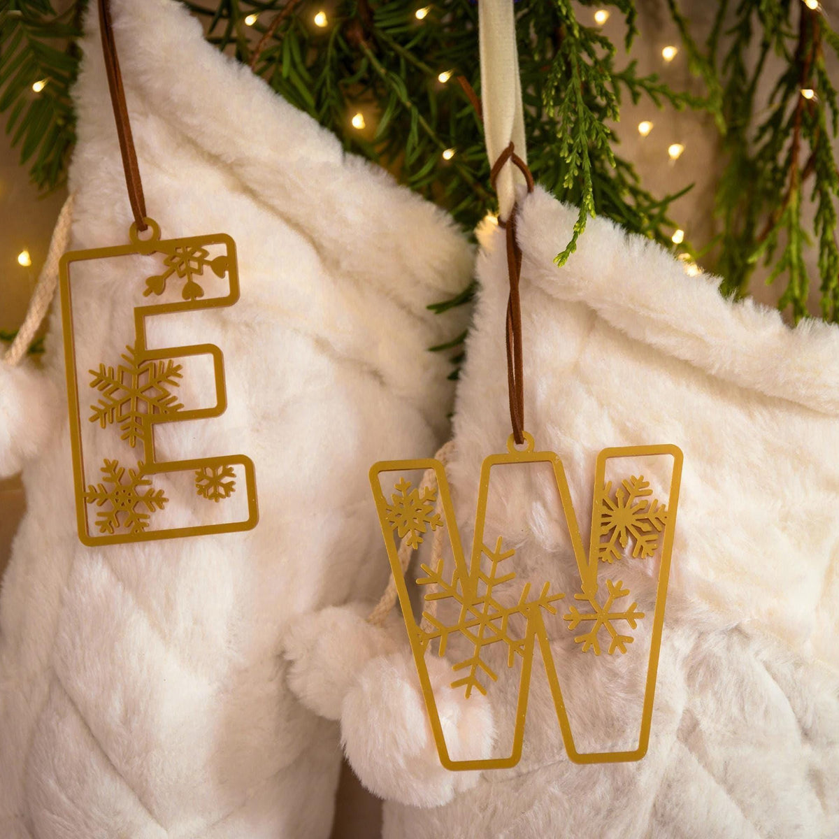 Snowflake design gold stocking tag
