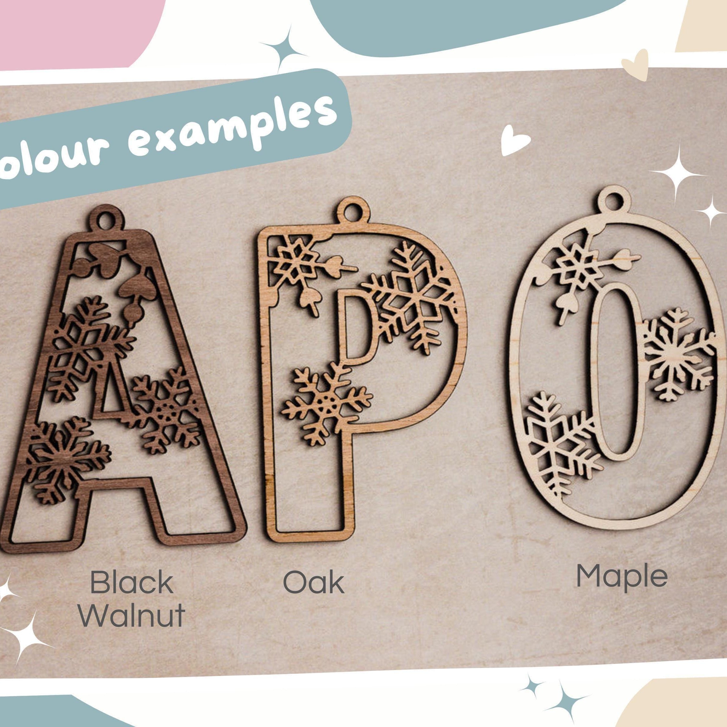 Wooden stocking tags in snowflake design