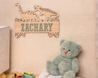 Dino themed wooden name sign