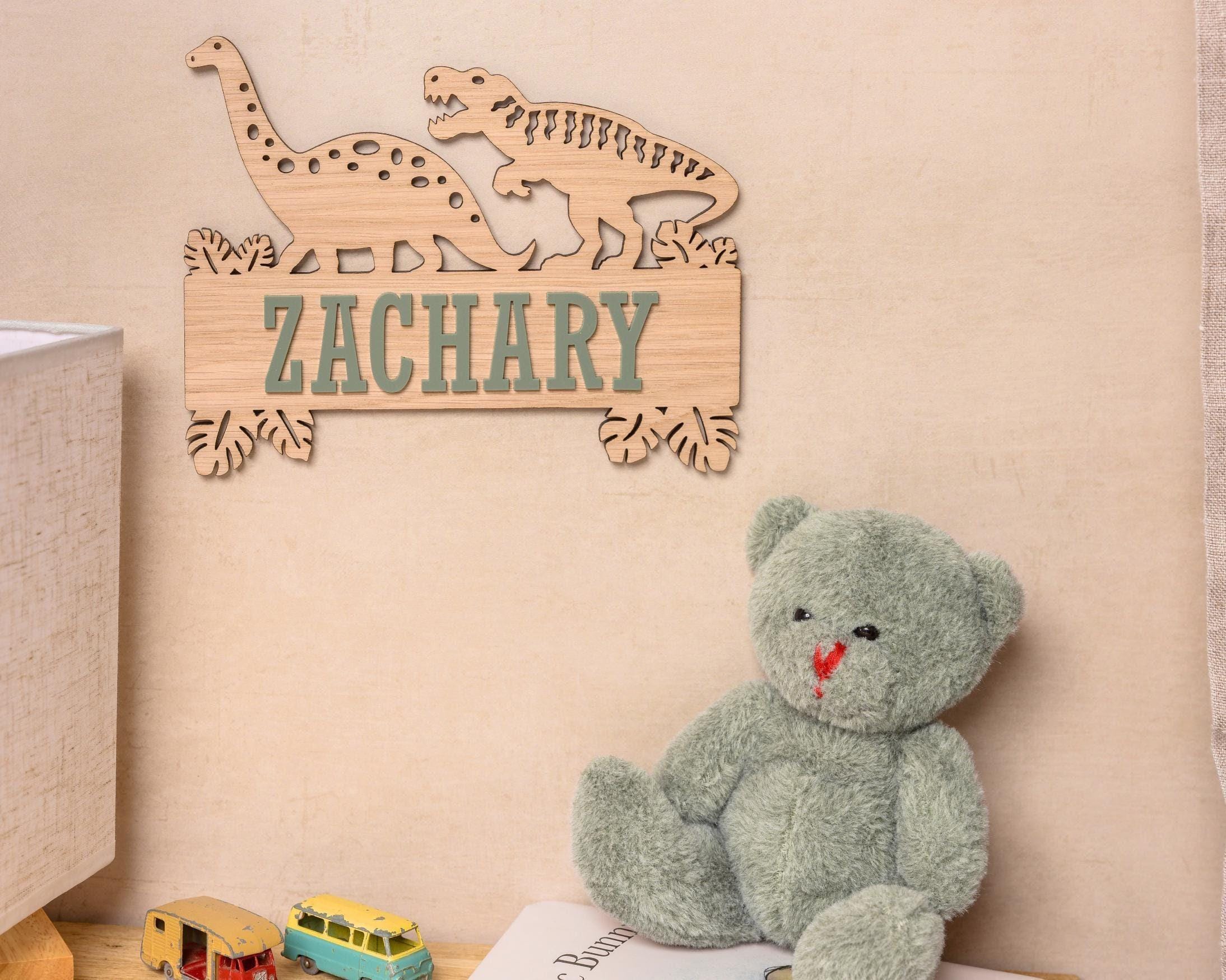 Dino themed wooden name sign
