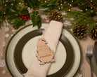 Wooden place setting in shape of a christmas gonk
